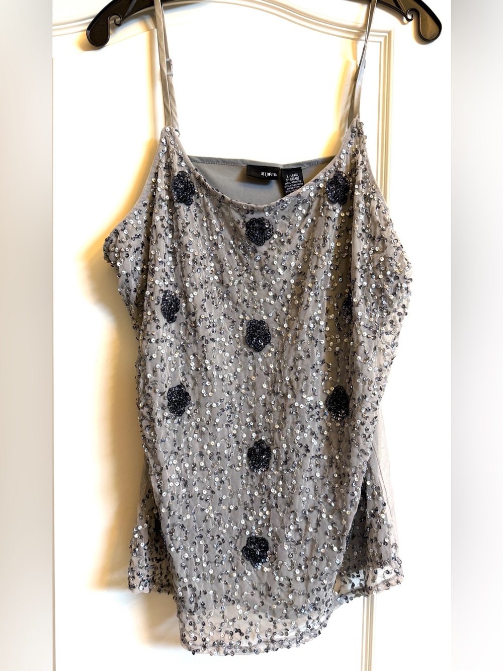 Mixit Gray Sequin & Beaded flower Camisole
